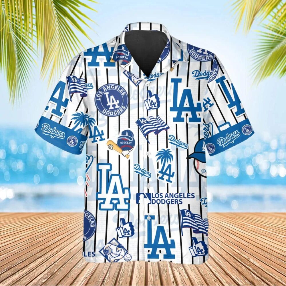 Los Angeles Dodgers Icon Stripe Hawaiian Shirt MLB Aloha Shirt Gift For Fans 2