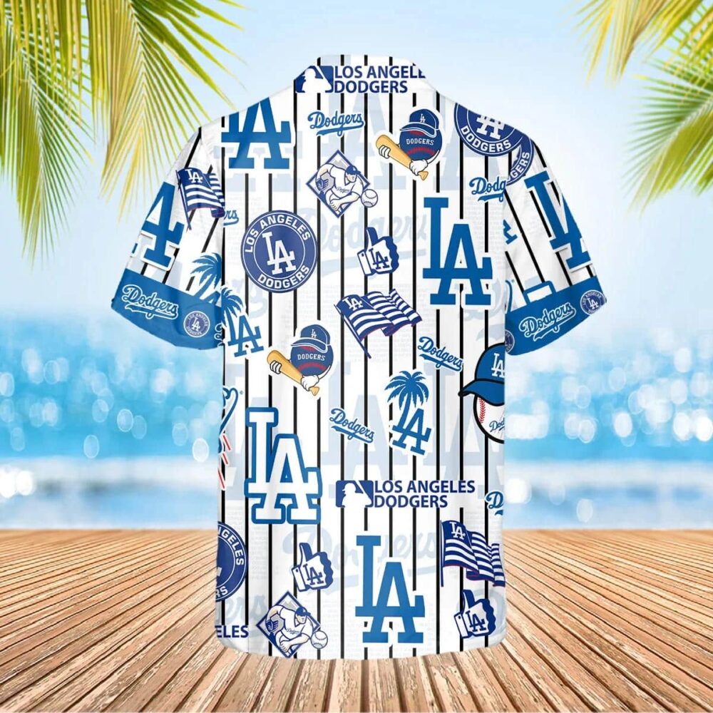 Los Angeles Dodgers Icon Stripe Hawaiian Shirt MLB Aloha Shirt Gift For Fans 3