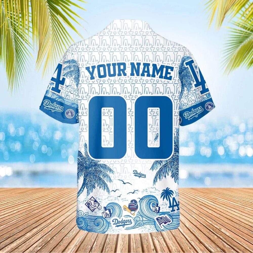 Los Angeles Dodgers Wave Palms Hawaiian Shirt MLB Aloha Shirt Gift For Fans 3