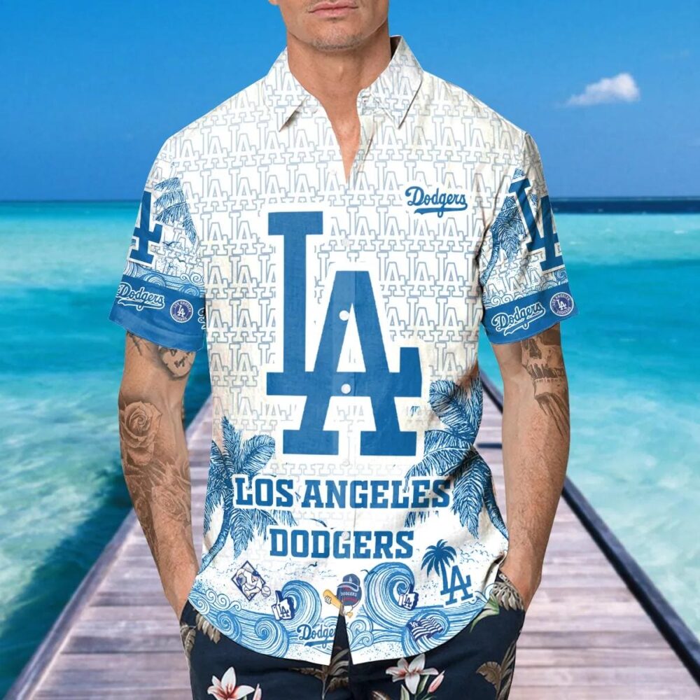 Los Angeles Dodgers Wave Palms Hawaiian Shirt MLB Aloha Shirt Gift For Fans 4