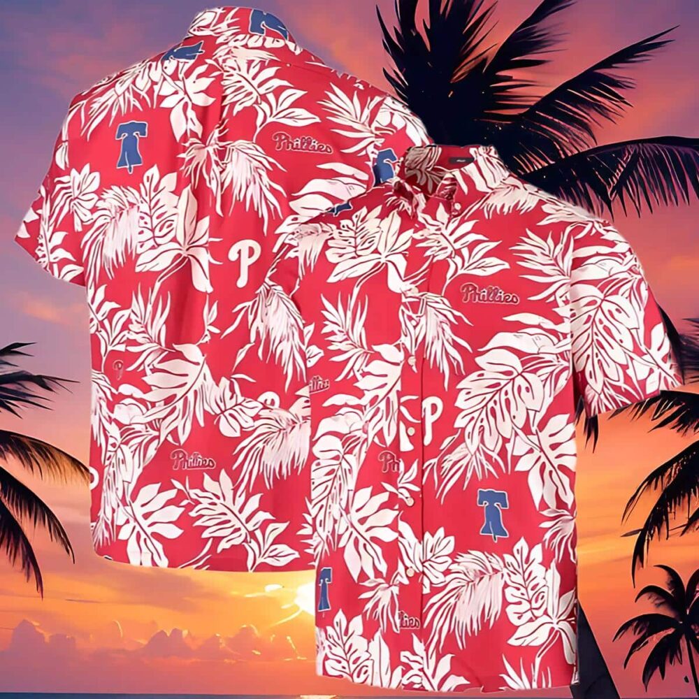 Men S Reyn Spooner Red Philadelphia Phillies Hawaiian Shirt Mens Floral Pattern MLB Aloha Shirt Gift For Fans 4