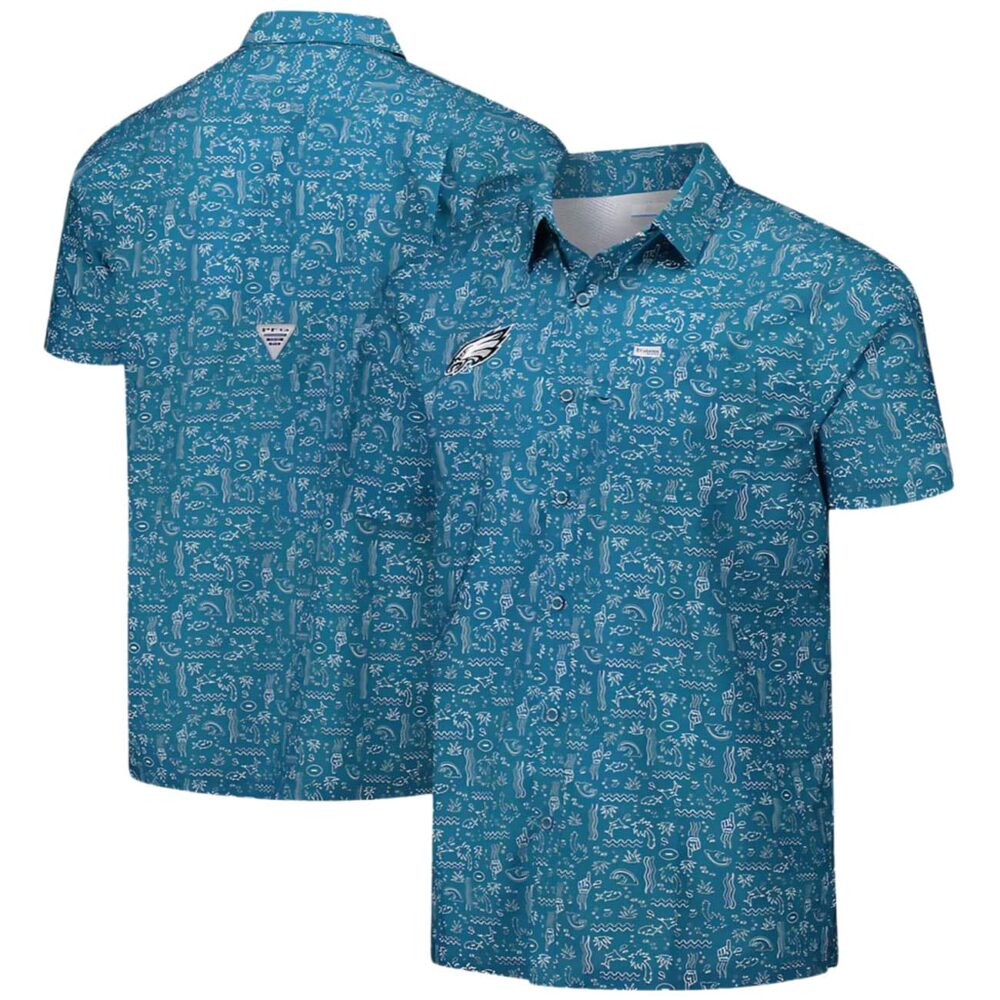 Mens Columbia Pfg Green Philadelphia Eagles Hawaiian Shirt NFL Gifts For Fans 1