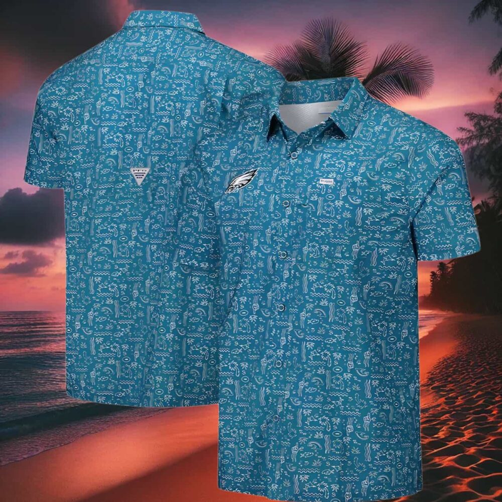 Mens Columbia Pfg Green Philadelphia Eagles Hawaiian Shirt NFL Gifts For Fans 2