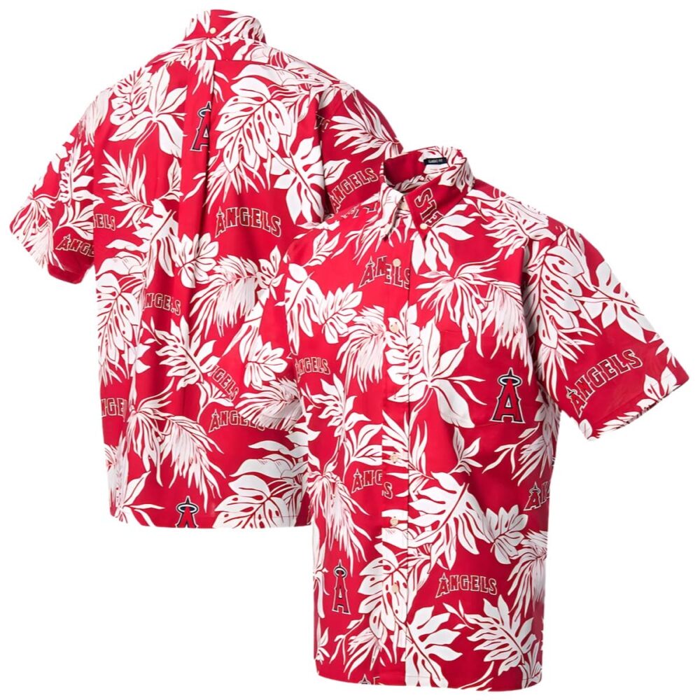 Mens Los Angeles Angels Reyn Spooner Red Angels Hawaiian Shirt MLB Aloha Shirt Gift For Fans 1