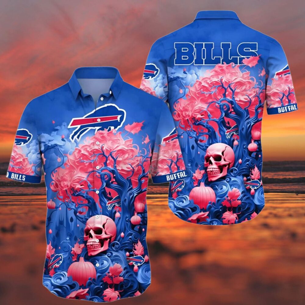 Mens Skull Hawaiian Shirts Buffalo Bills NFL Gifts For Fans 3