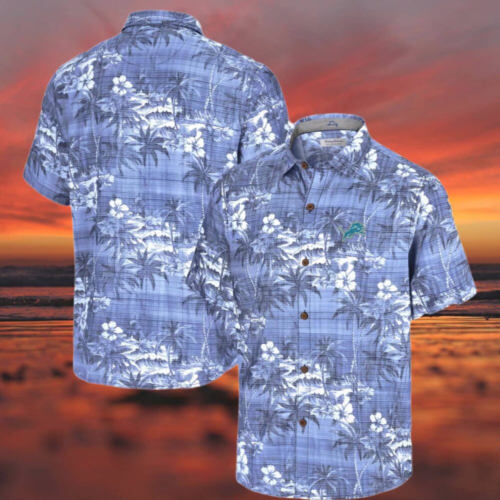 Mens Tommy Bahama Blue Detroit Lions Hawaiian Shirt NFL Gifts For Fans 3