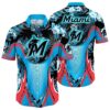 Miami Marlins Hawaiian Shirt Flower Grandstand Glamour For Fans MLB Aloha Shirt Gift For Fans 1