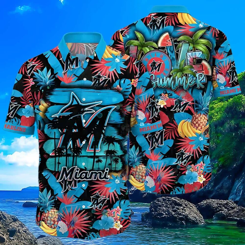 Miami Marlins Hawaiian Shirt Heatwave Aloha Shirt MLB Aloha Shirt Gift For Fans 3