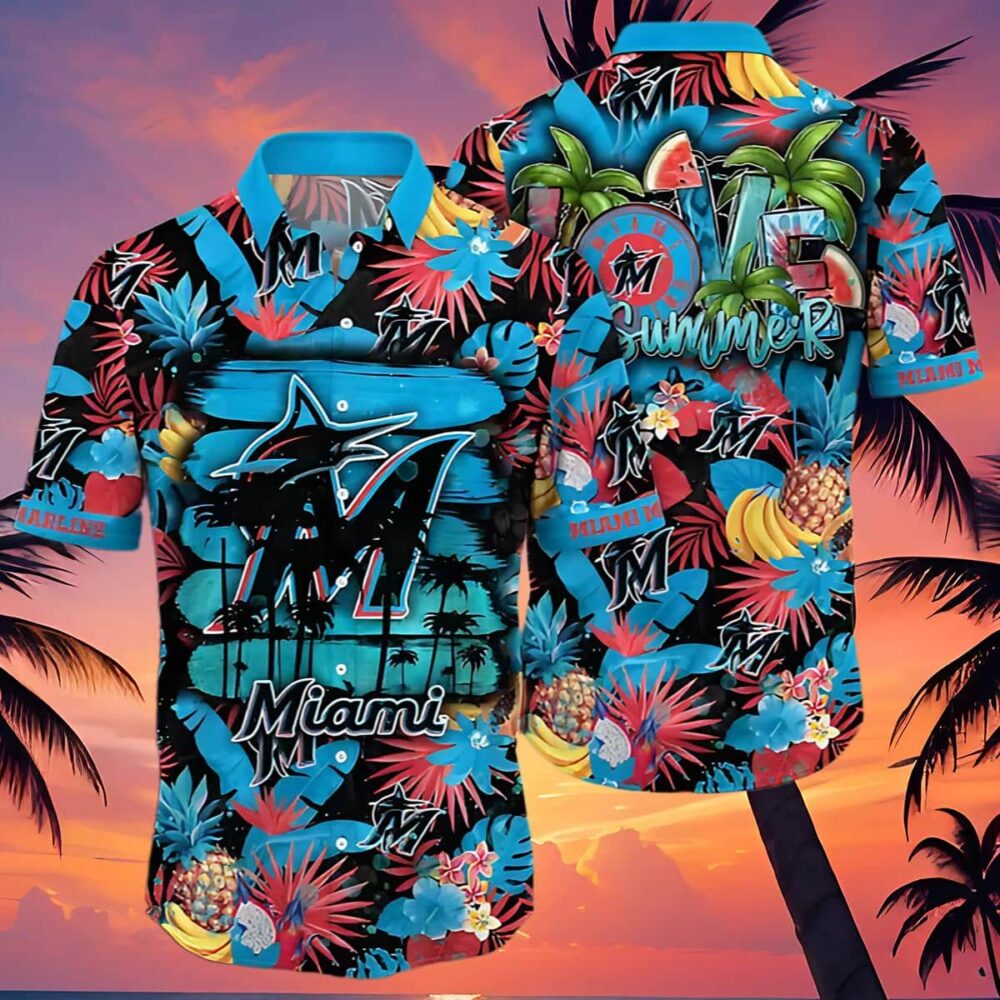 Miami Marlins Hawaiian Shirt Heatwave Aloha Shirt MLB Aloha Shirt Gift For Fans 4