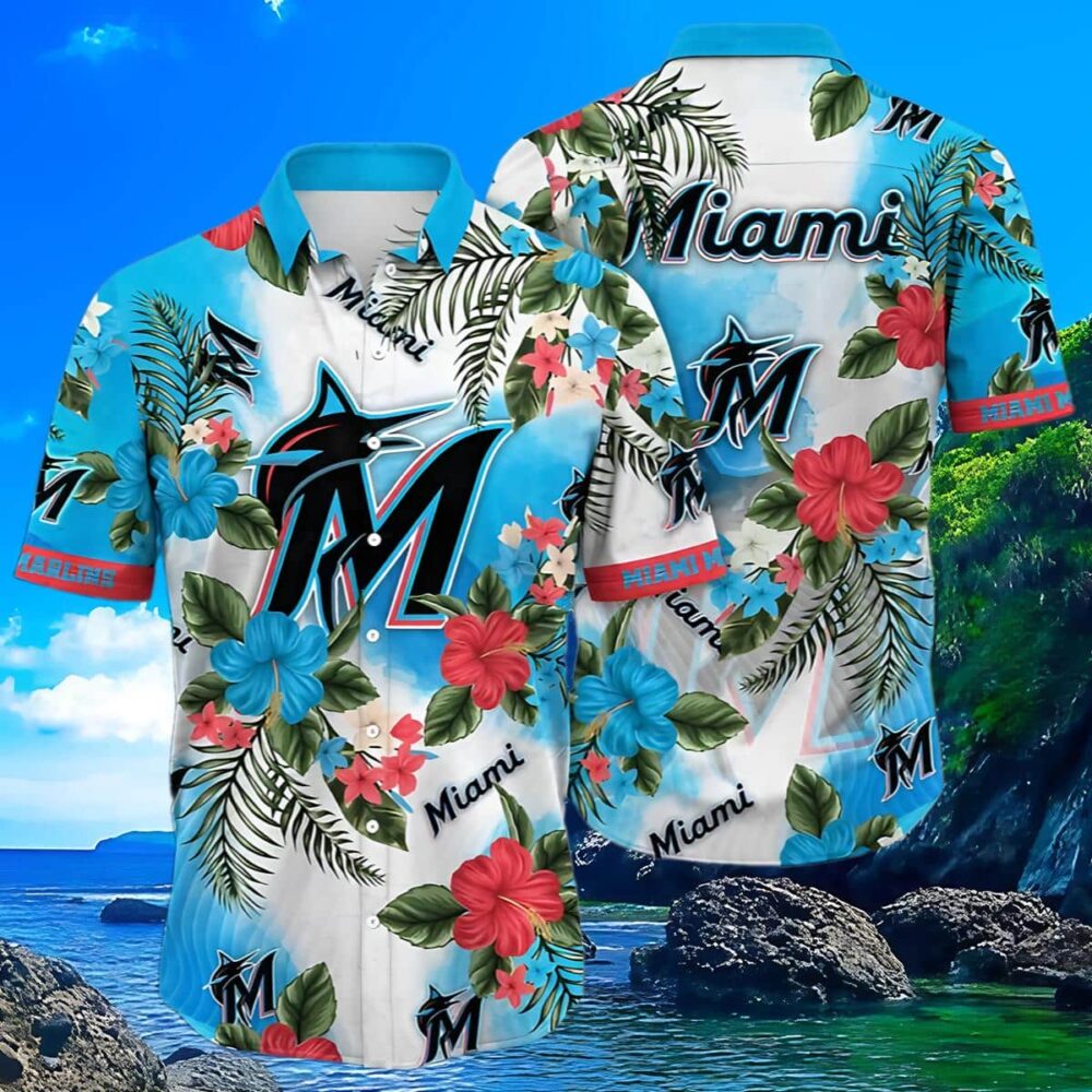 Miami Marlins Mlb Flower Hawaii Shirt For Fans Summer Football Shirts MLB Aloha Shirt Gift For Fans 3