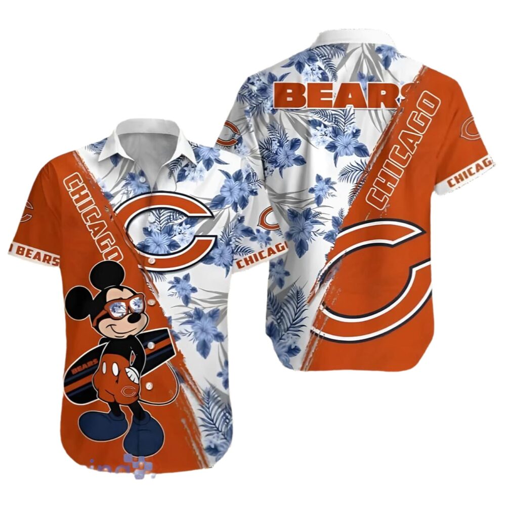 Mickey Chicago Bears Hawaiian Shirt Orange NFL Gifts For Fans 1