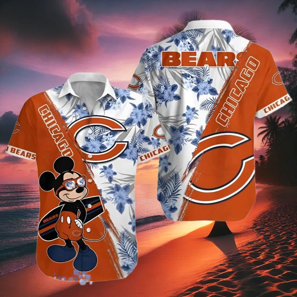 Mickey Chicago Bears Hawaiian Shirt Orange NFL Gifts For Fans 2