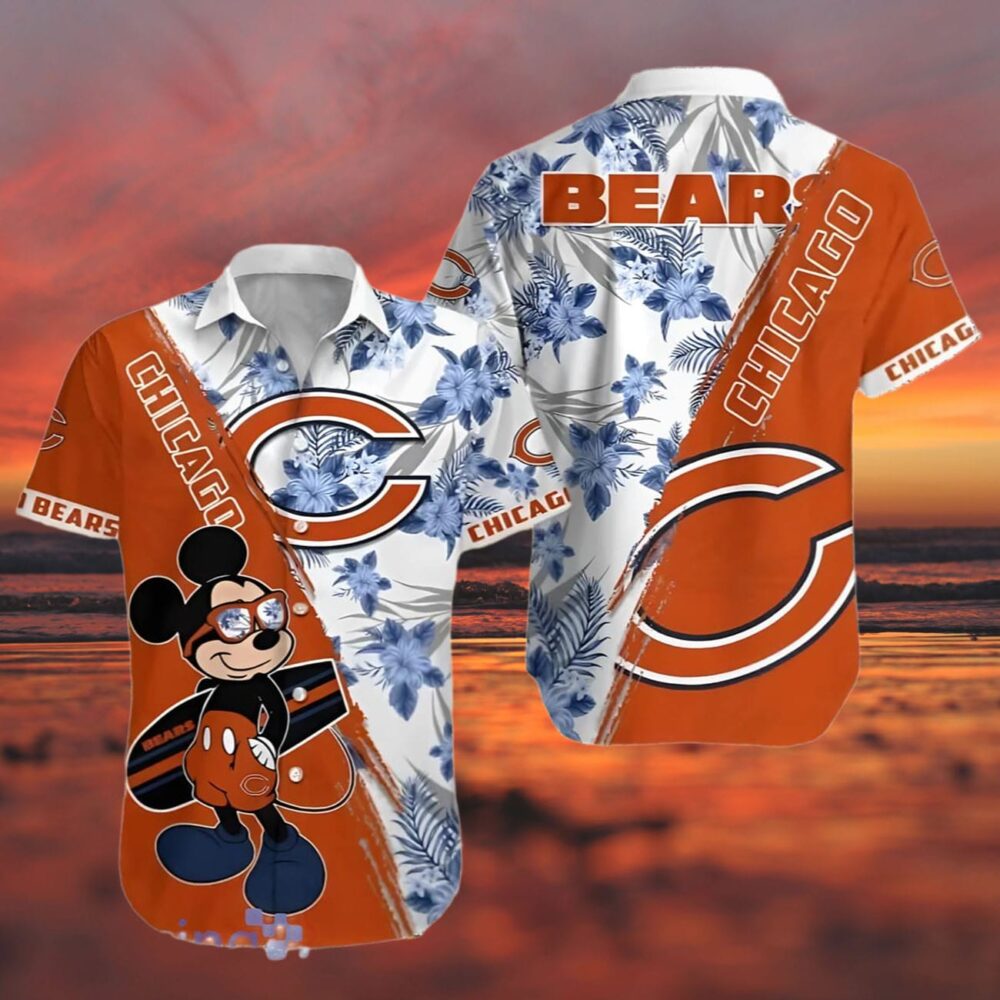 Mickey Chicago Bears Hawaiian Shirt Orange NFL Gifts For Fans 3