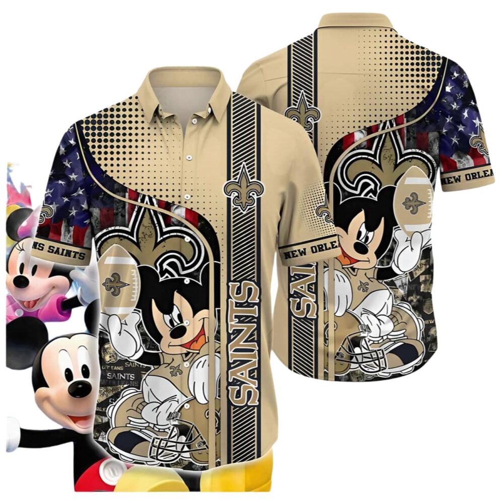 Mickey Mouse Americana Playmaker New Orleans Saints Hawaiian Shirt NFL Gifts For Fans 1