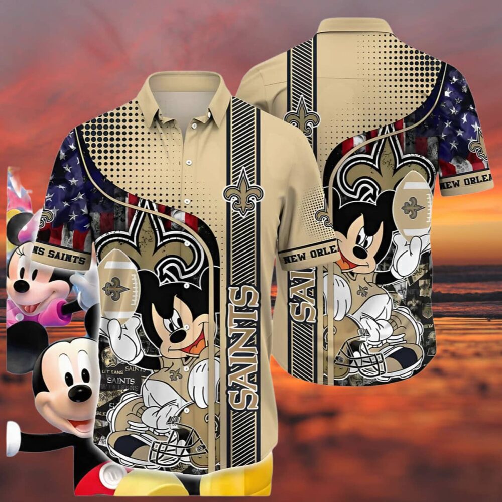 Mickey Mouse Americana Playmaker New Orleans Saints Hawaiian Shirt NFL Gifts For Fans 3