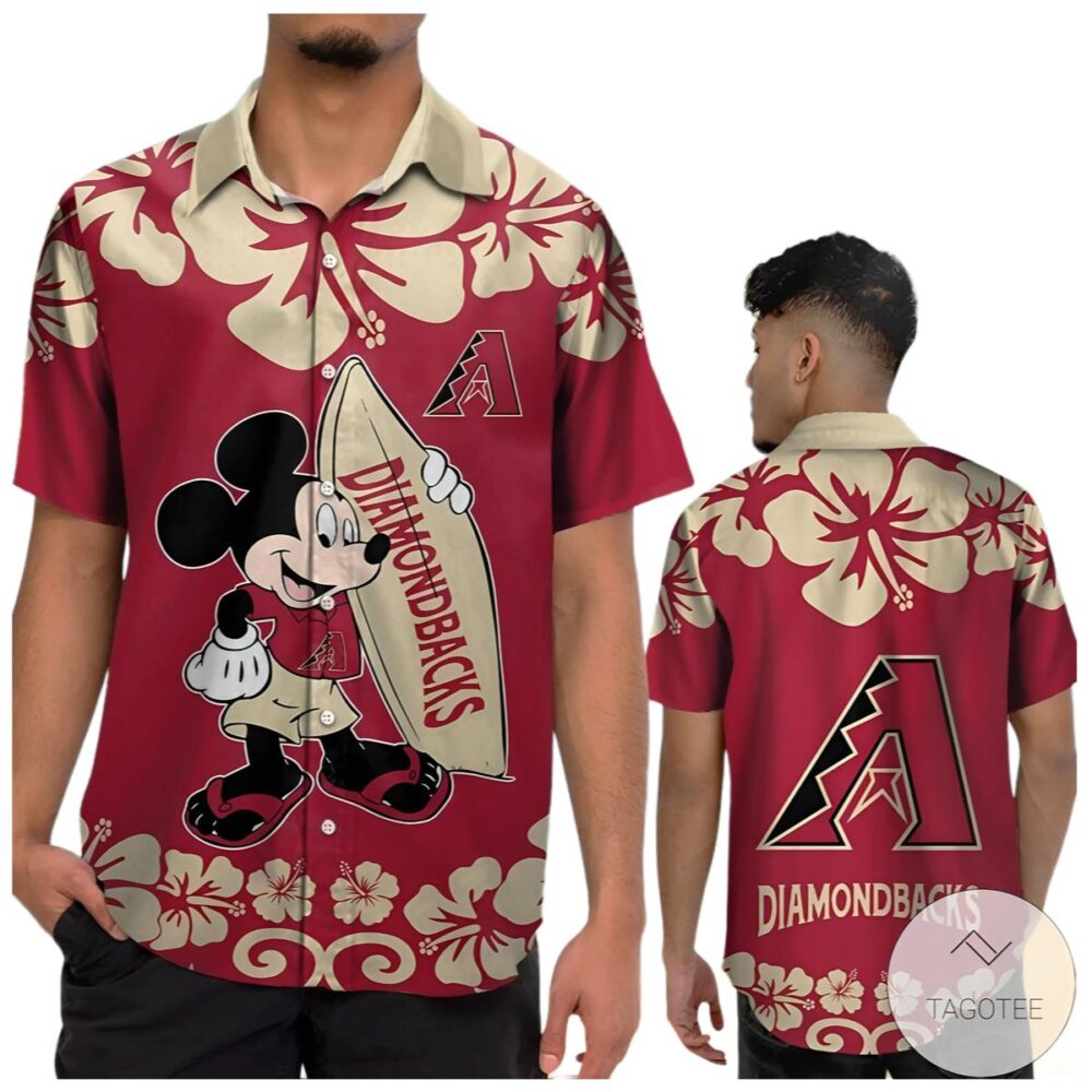 Mickey Mouse Arizona Diamondbacks Hawaiian Shirt Red MLB Aloha Shirt Gift For Fans 1