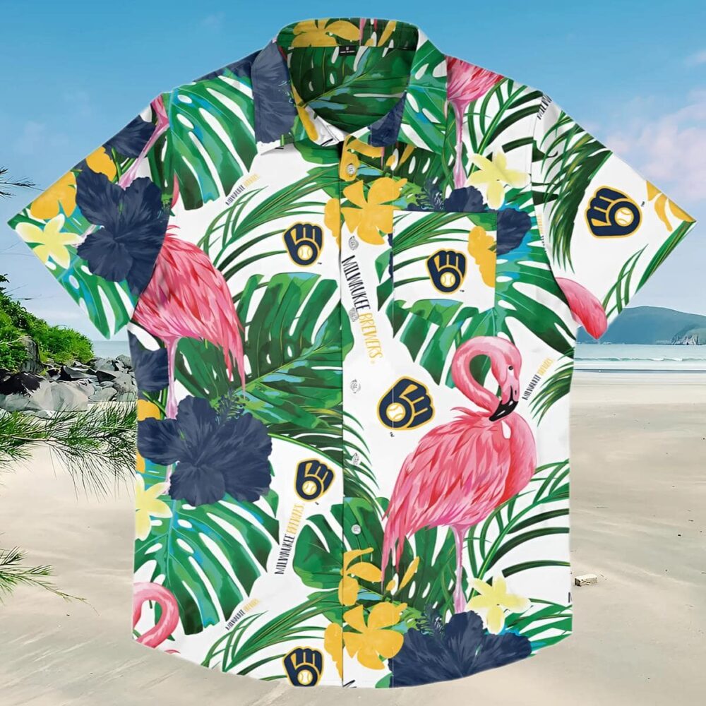 Milwaukee Brewers Flamingo Hawaiian Shirt MLB Aloha Shirt Gift For Fans 3