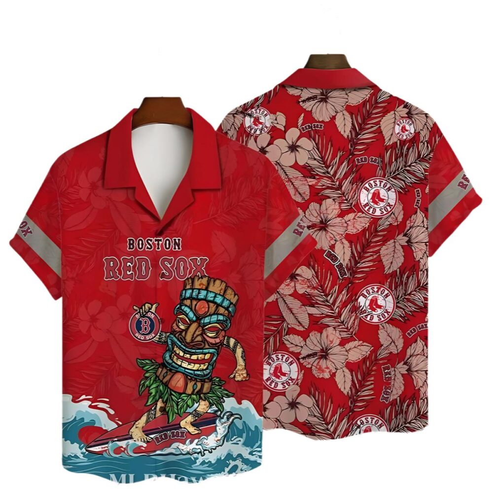 Mlb Hawaiian Boston Red Sox Tiki Surfers Paradise Aloha Shirt MLB Aloha Shirt Gift For Fans 1