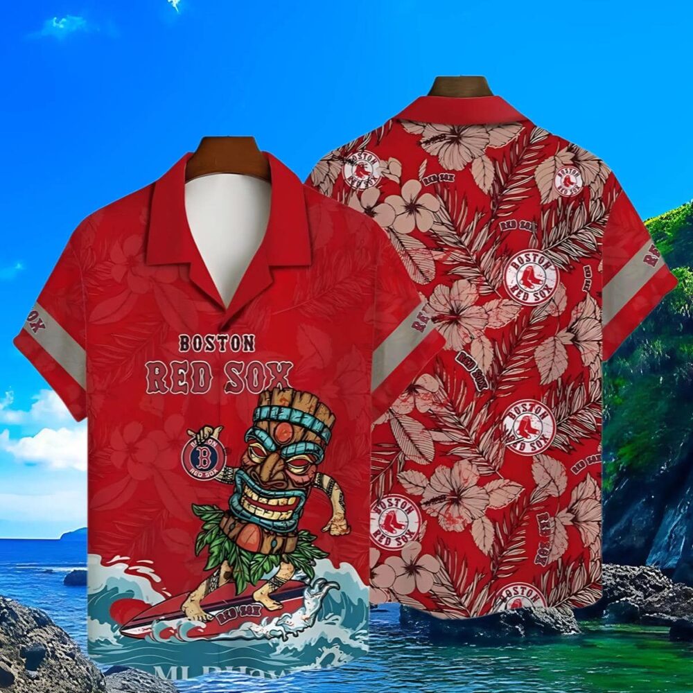 Mlb Hawaiian Boston Red Sox Tiki Surfers Paradise Aloha Shirt MLB Aloha Shirt Gift For Fans 3