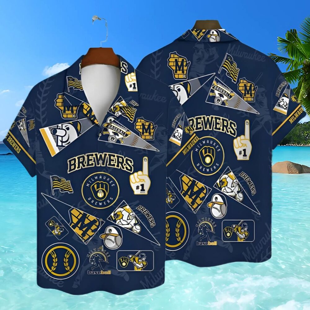 Mlb Milwaukee Brewers Collage Navy Hawaiian Shirt MLB Aloha Shirt Gift For Fans 2