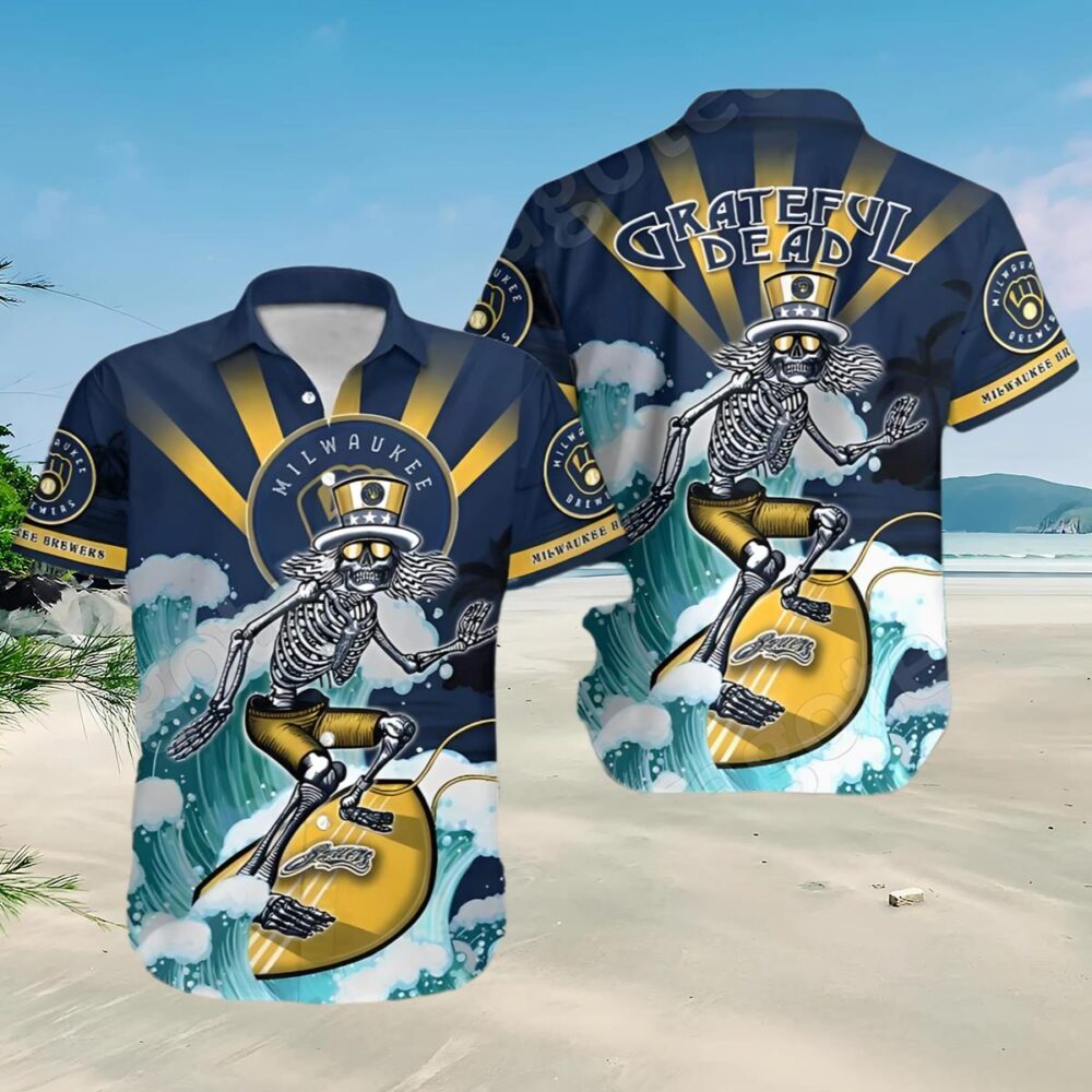 Mlb Milwaukee Brewers Grateful Dead Hawaiian Shirt MLB Aloha Shirt Gift For Fans 3