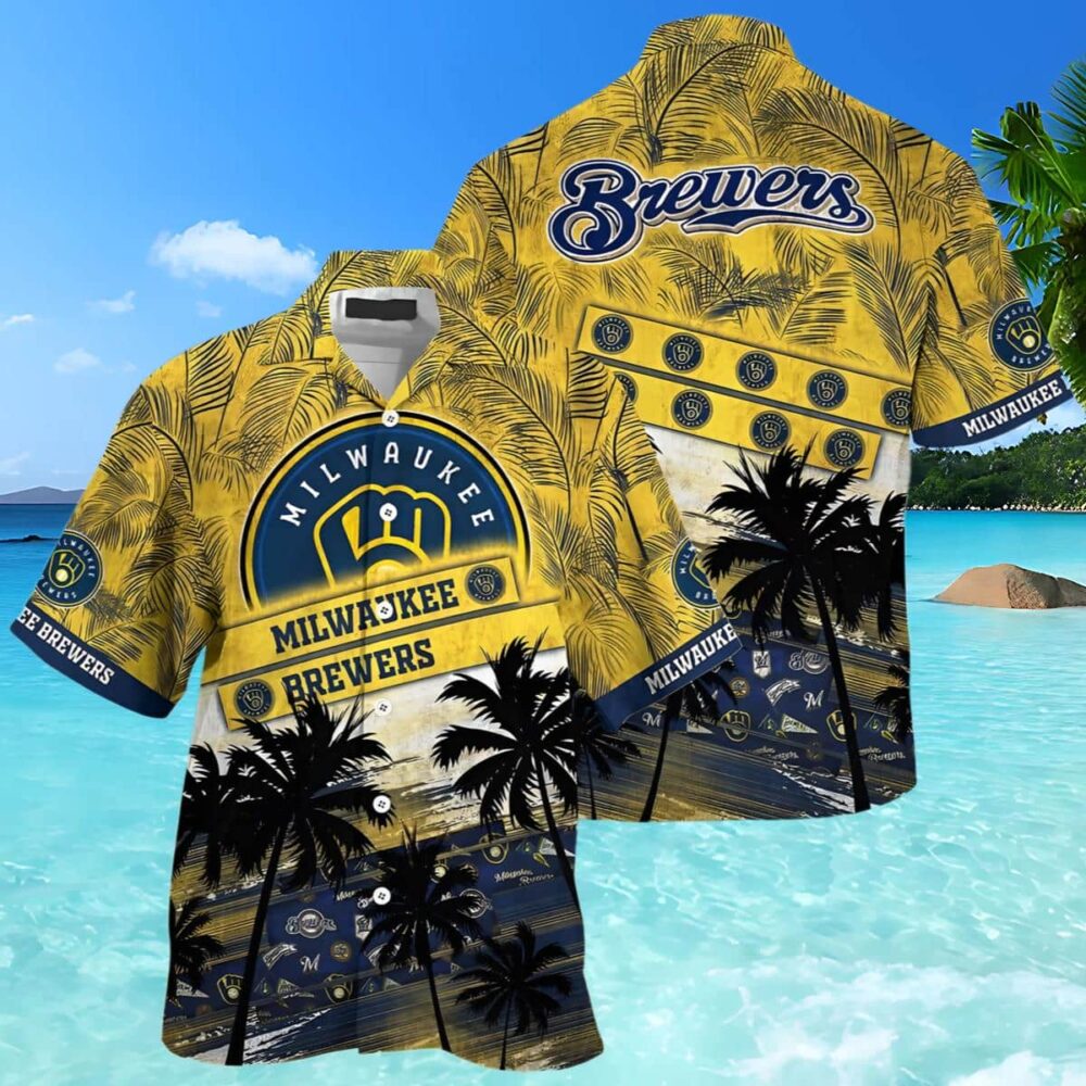 Mlb Milwaukee Brewers Hawaiian Shirt Palm Tree Pattern MLB Aloha Shirt Gift For Fans 2