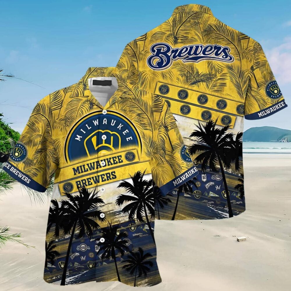 Mlb Milwaukee Brewers Hawaiian Shirt Palm Tree Pattern MLB Aloha Shirt Gift For Fans 3