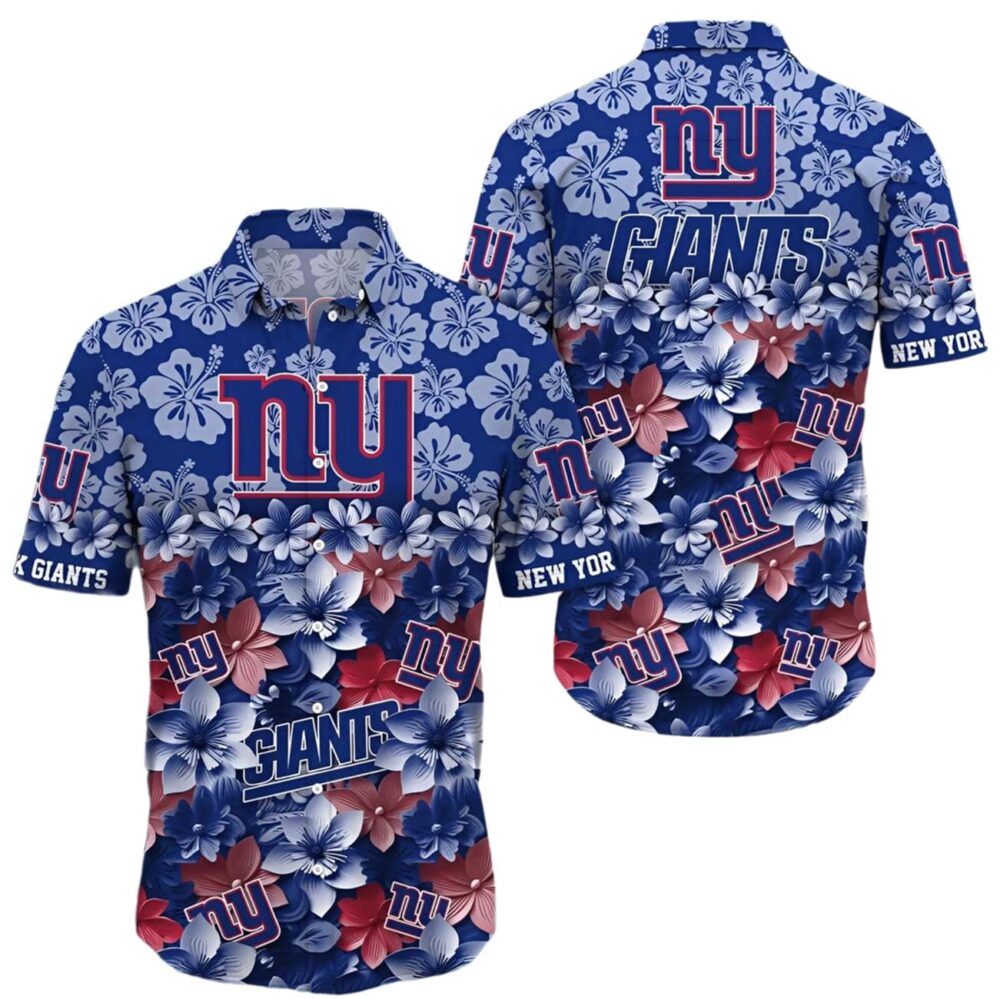 New York Giants Hawaiian Shirts For Men Floral Pattern NFL Gifts For Fans 1