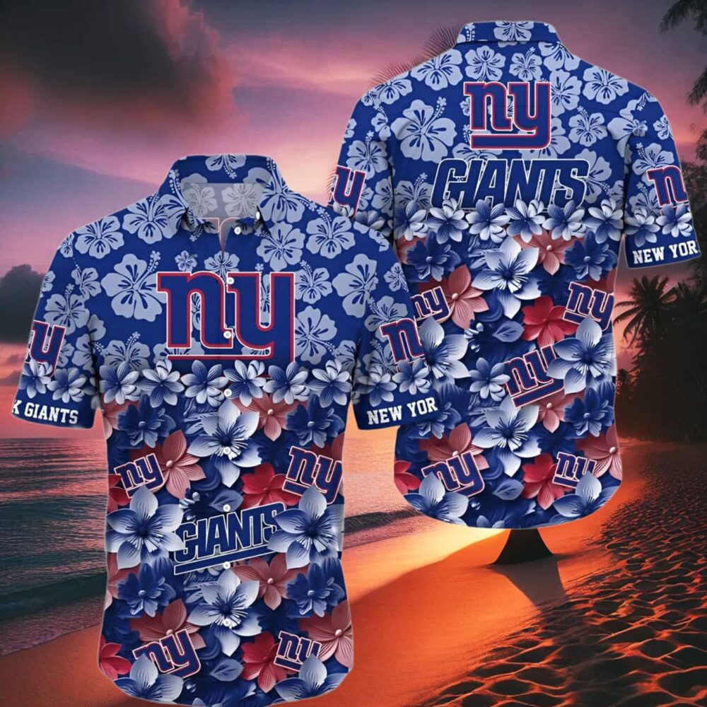 New York Giants Hawaiian Shirts For Men Floral Pattern NFL Gifts For Fans 2