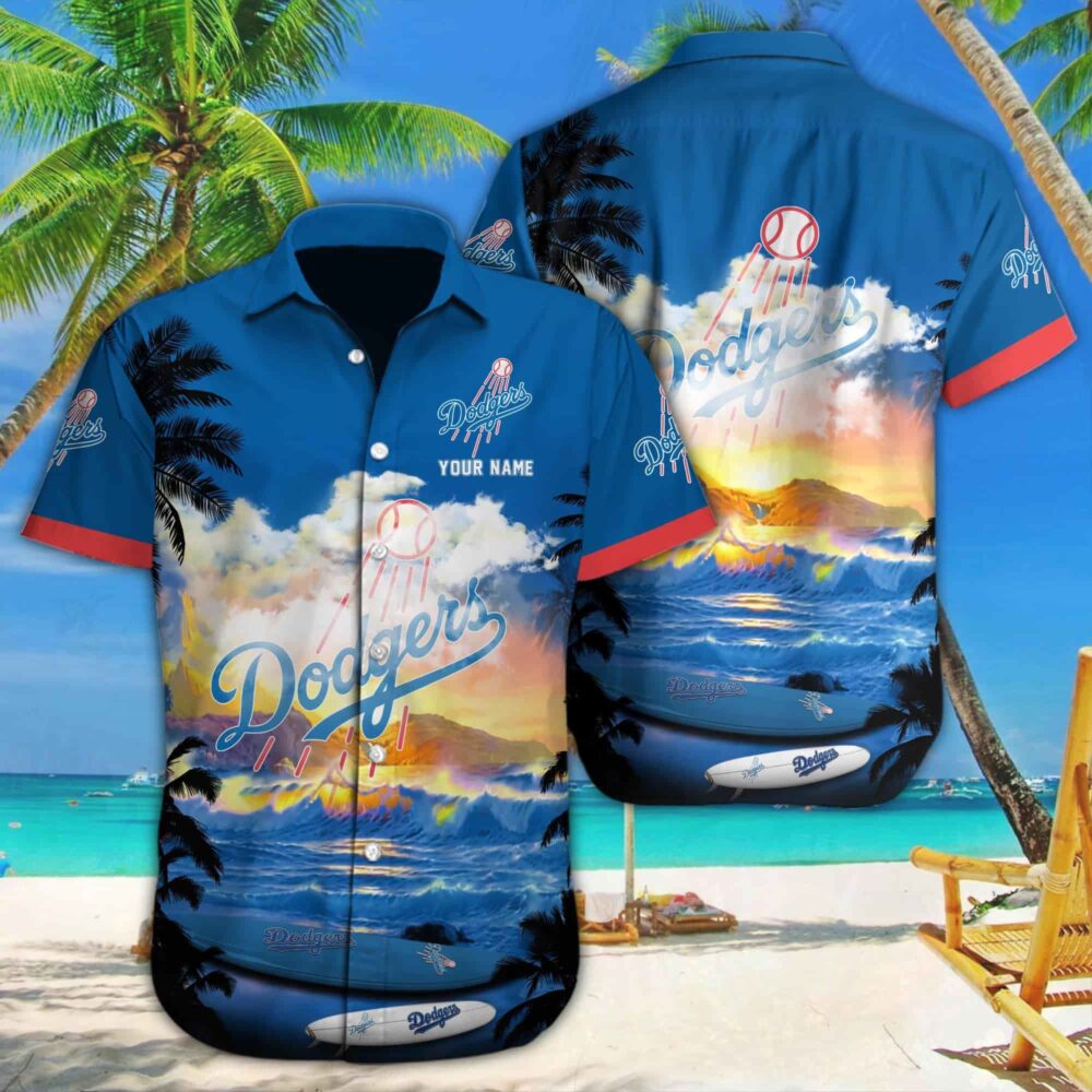 Personalized Los Angeles Dodgers Tropical Sunset Hawaiian Shirt MLB Aloha Shirt Gift For Fans 1