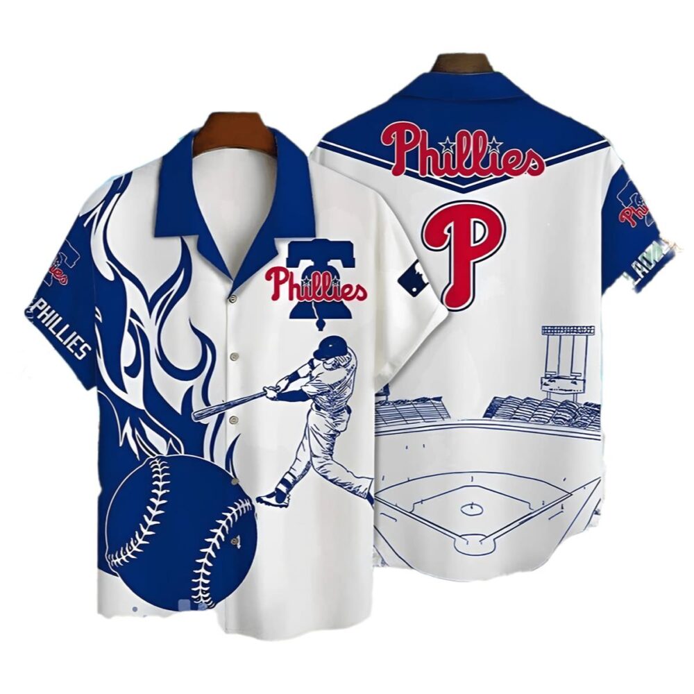 Philadelphia Phillies Hawaiian Shirt Iconic White Batsman Design MLB Aloha Shirt Gift For Fans 1