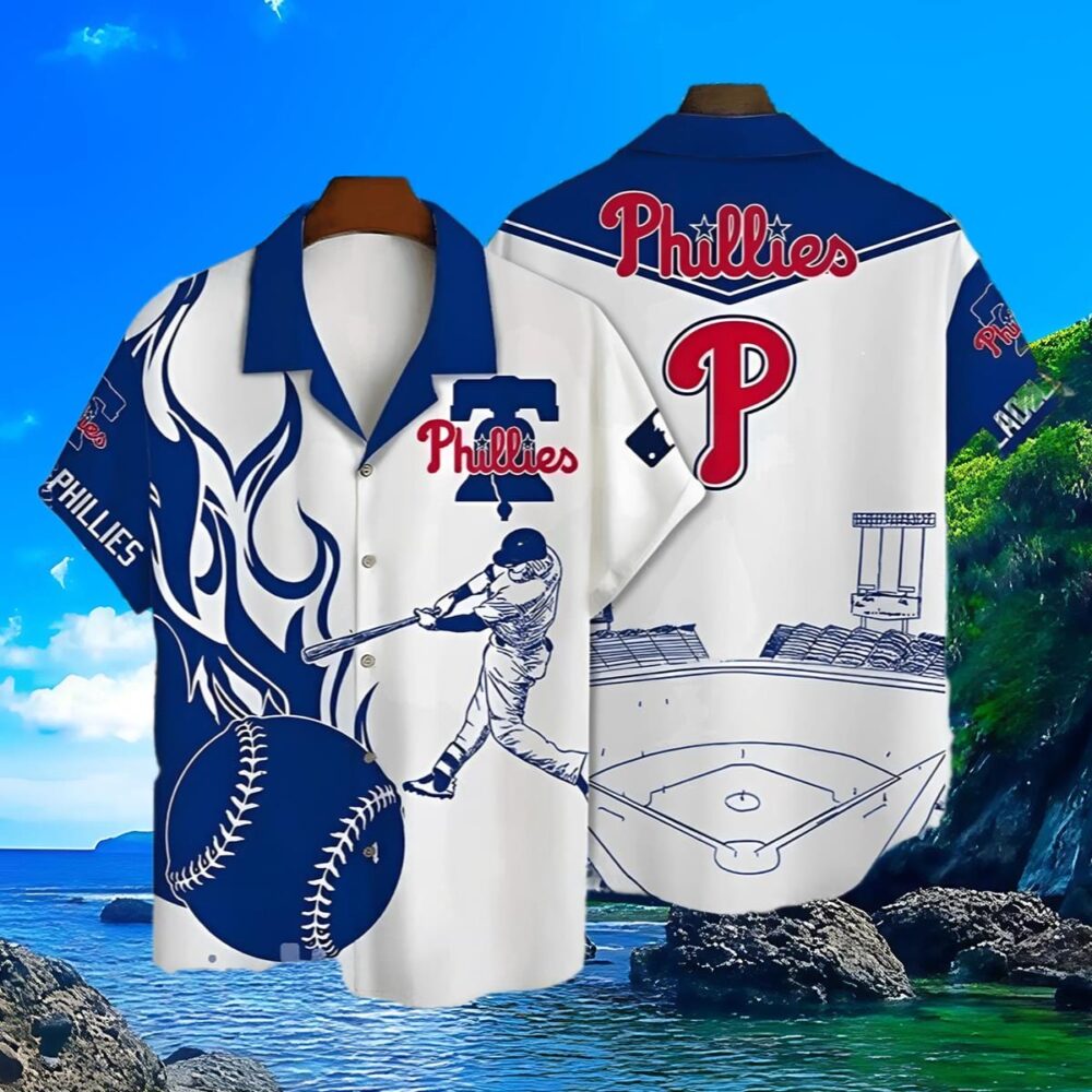 Philadelphia Phillies Hawaiian Shirt Iconic White Batsman Design MLB Aloha Shirt Gift For Fans 3