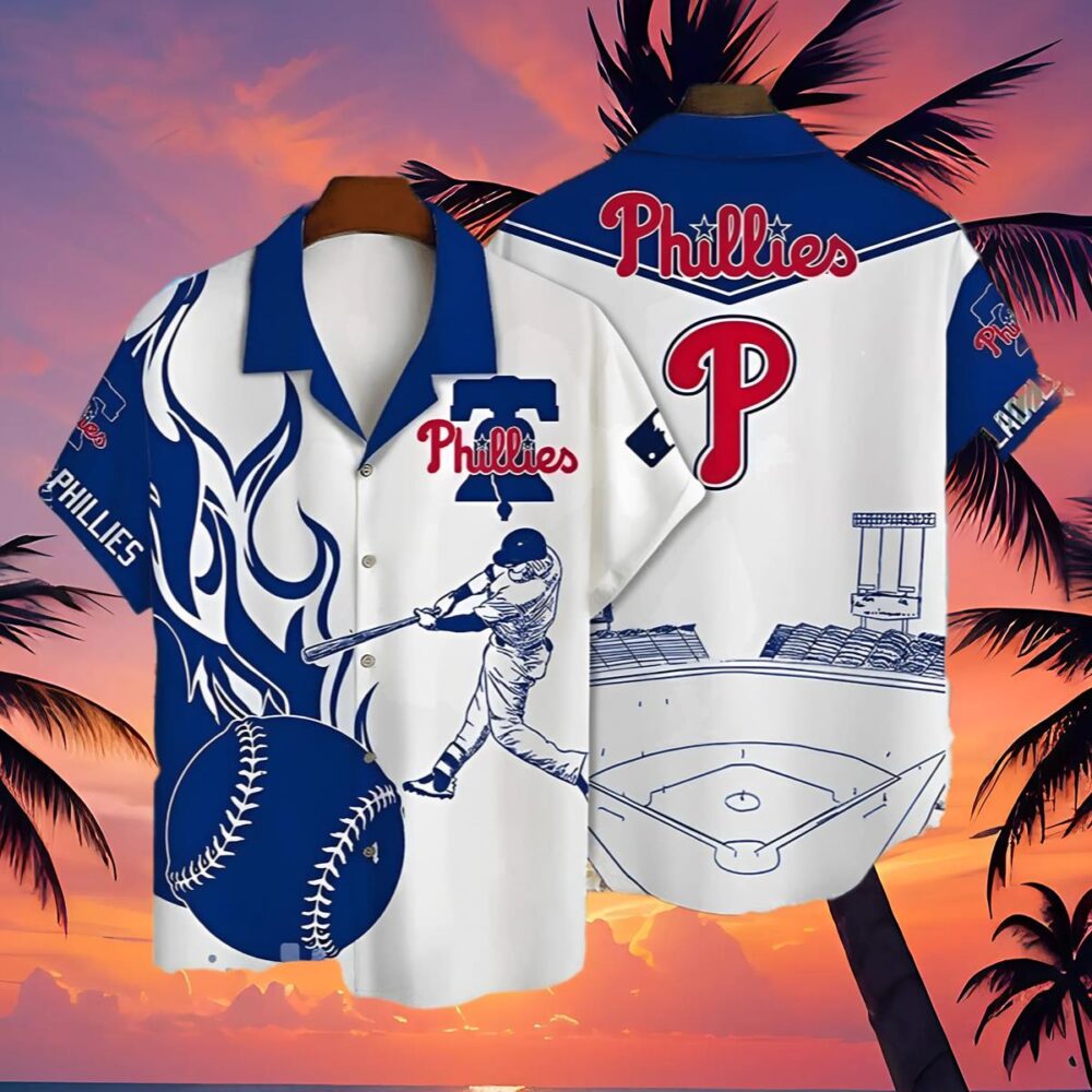 Philadelphia Phillies Hawaiian Shirt Iconic White Batsman Design MLB Aloha Shirt Gift For Fans 4