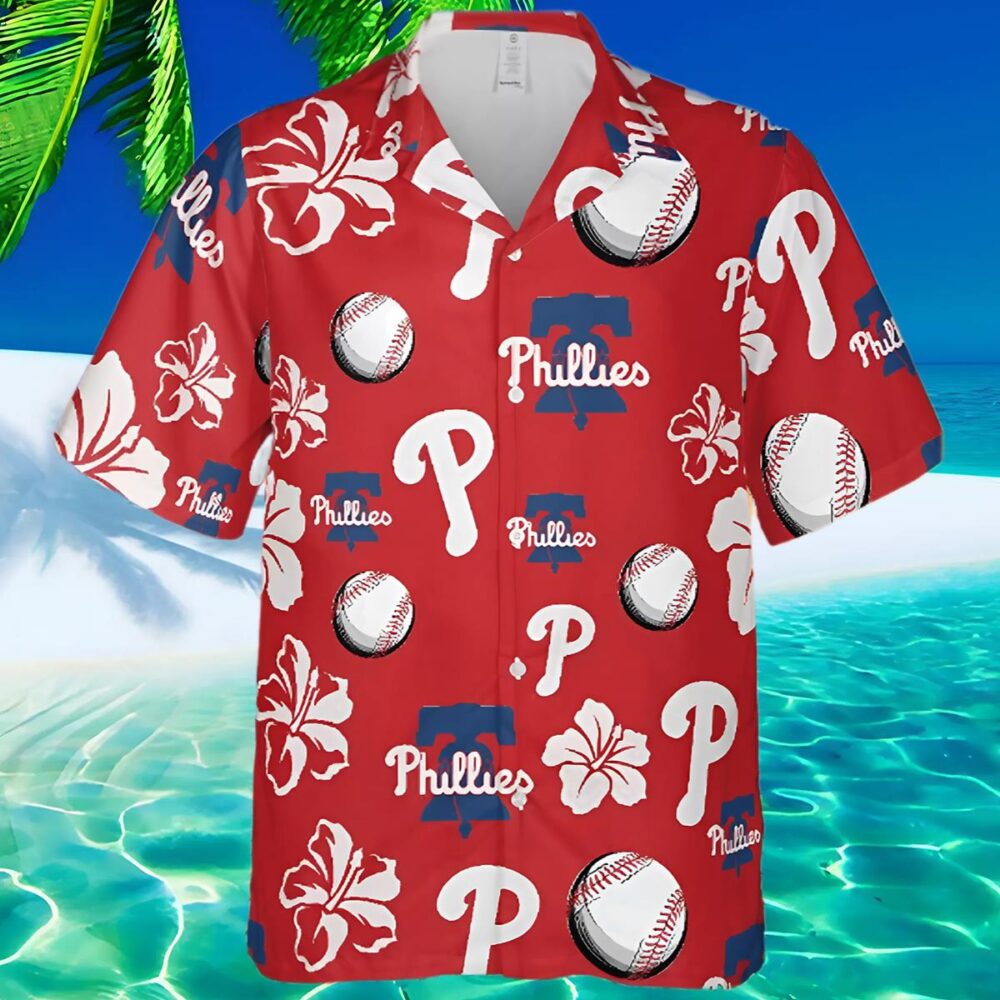 Philadelphia Phillies Hawaiian Shirt Red Floral Pattern MLB Aloha Shirt Gift For Fans 2