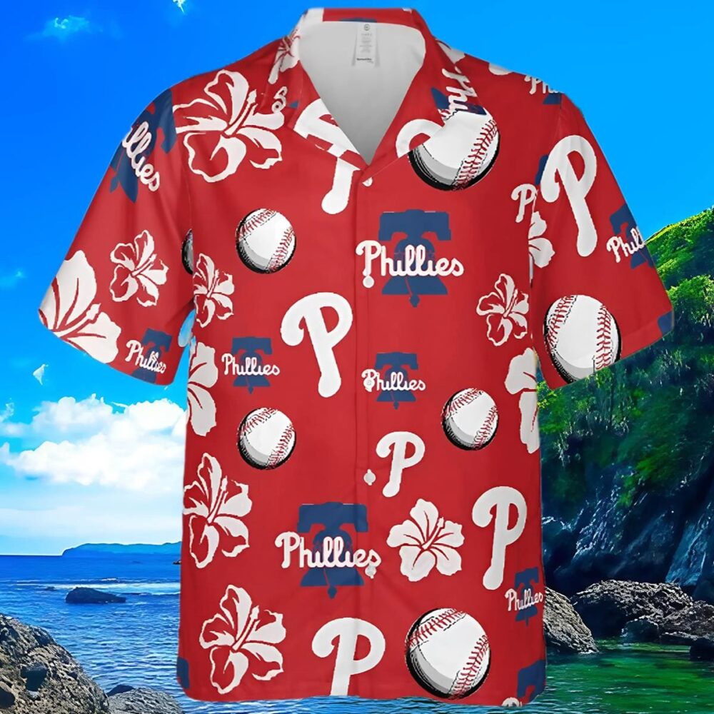 Philadelphia Phillies Hawaiian Shirt Red Floral Pattern MLB Aloha Shirt Gift For Fans 3