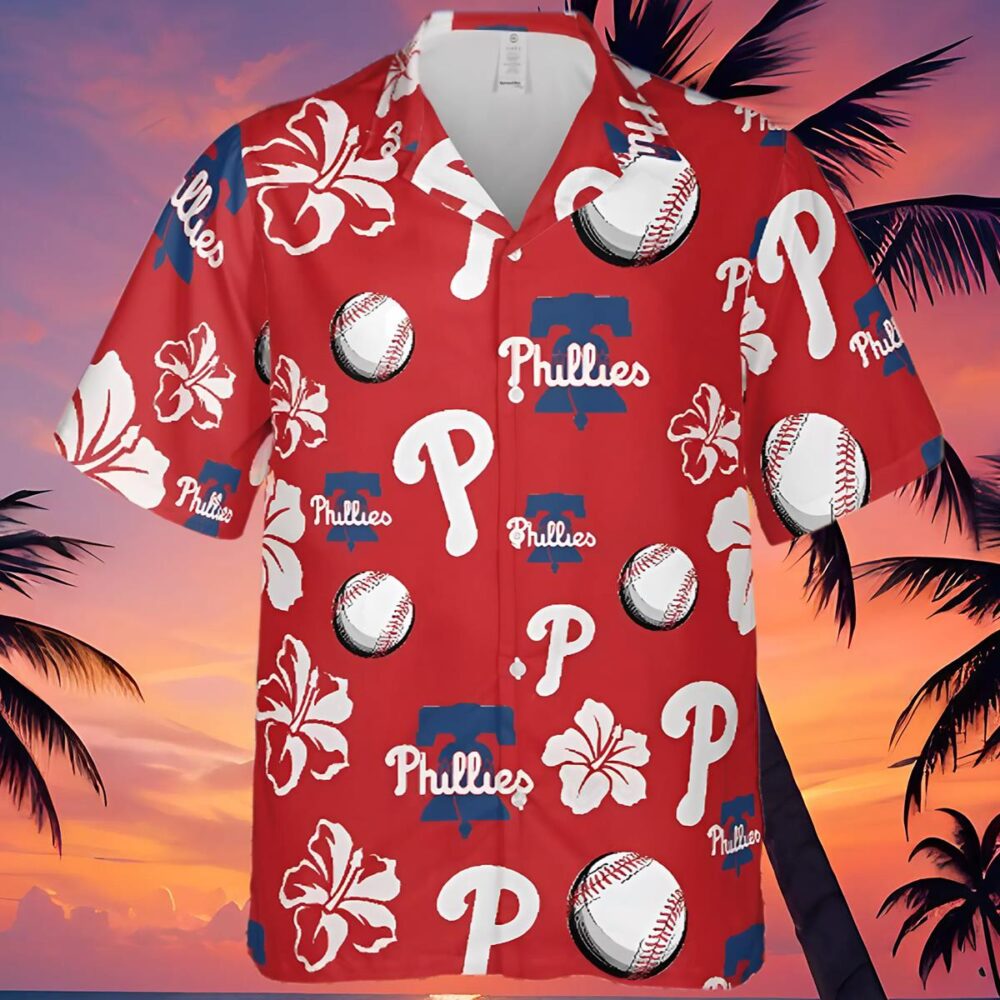 Philadelphia Phillies Hawaiian Shirt Red Floral Pattern MLB Aloha Shirt Gift For Fans 4