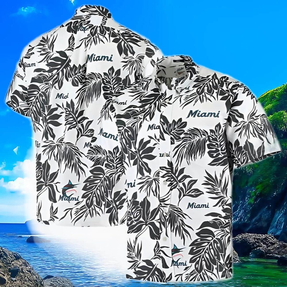 Reyn Spooner Miami Marlins Hawaiian Shirt White Button down Shirt MLB Aloha Shirt Gift For Fans 3