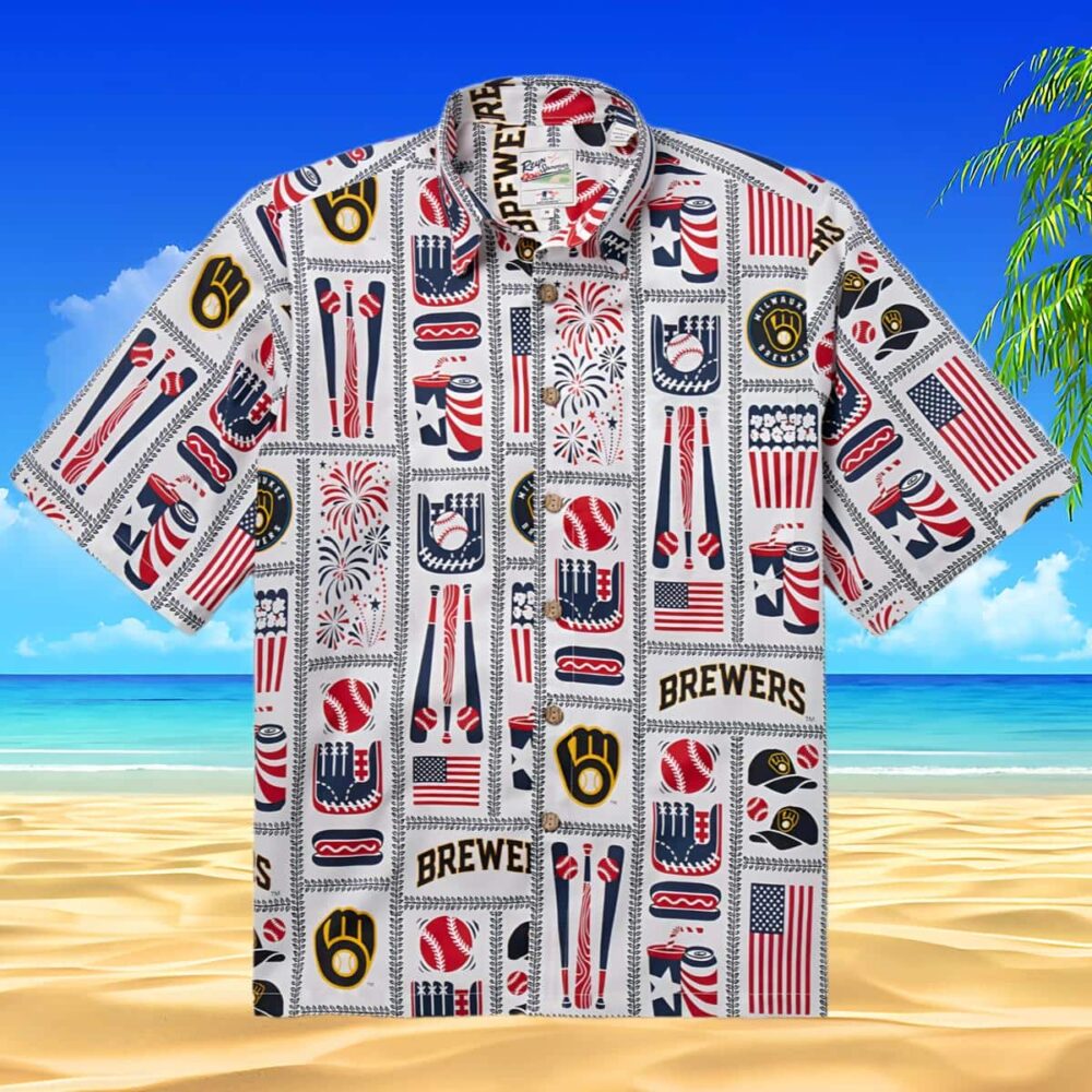 Reyn Spooner Milwaukee Brewers MLB Aloha Shirt Gift For Fans 4th Of July Button up Shirt MLB Aloha Shirt Gift For Fans 1