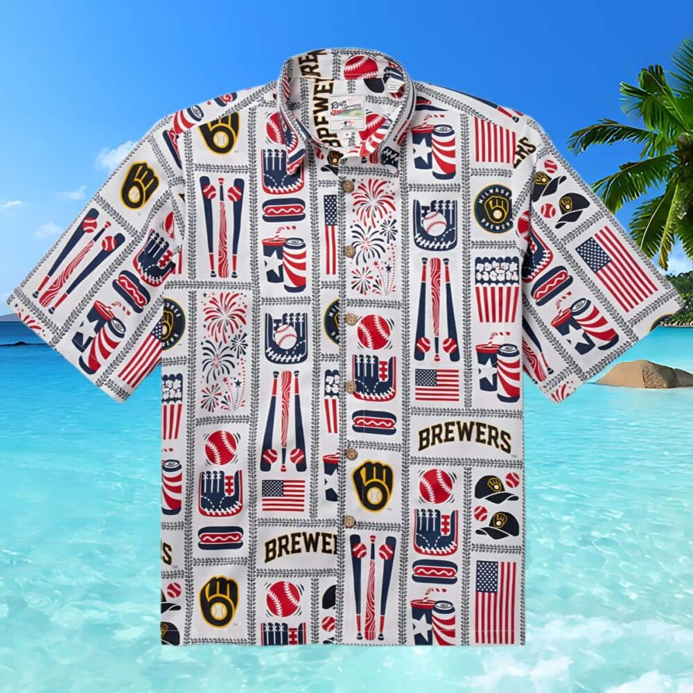 Reyn Spooner Milwaukee Brewers MLB Aloha Shirt Gift For Fans 4th Of July Button up Shirt MLB Aloha Shirt Gift For Fans 2