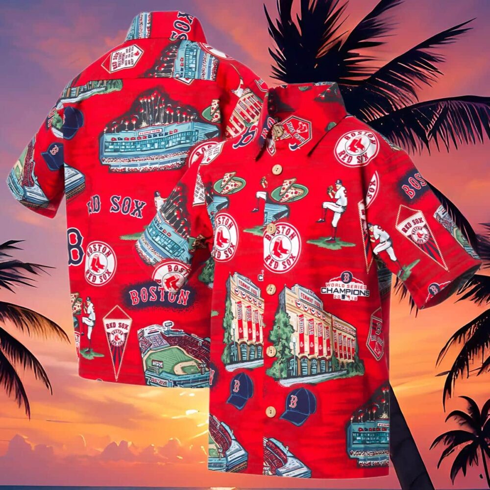 Reyn Spooner Scenic Boston Red Sox Hawaiian Shirt Button down Shirt MLB Aloha Shirt Gift For Fans 4