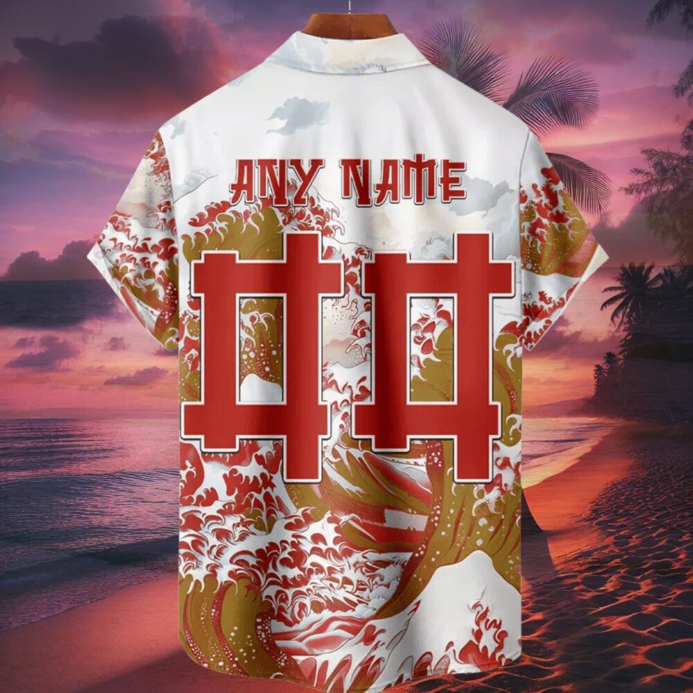 San Francisco 49ers Great Wave Hawaiian Shirt Personalized Name And Number NFL Gift For Fans 2