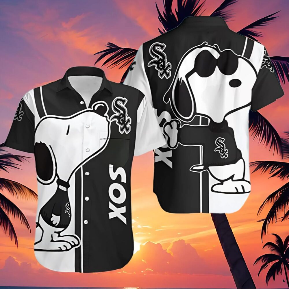 Snoopy Chicago White Sox Hawaiian Shirt Black And White MLB Aloha Shirt Gift For Fans 4