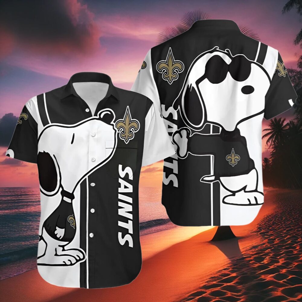 Snoopy New Orleans Saints Hawaiian Shirt Black NFL Gifts For Fans 2