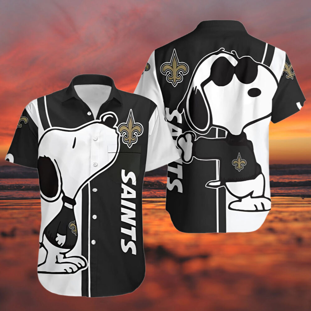 Snoopy New Orleans Saints Hawaiian Shirt Black NFL Gifts For Fans 3