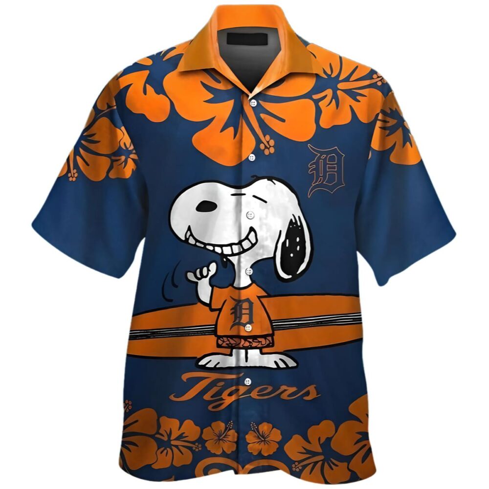 Snoopy Surfboards Hibiscus Detroit Tigers Hawaiian Shirt MLB Aloha Shirt Gift For Fans 1