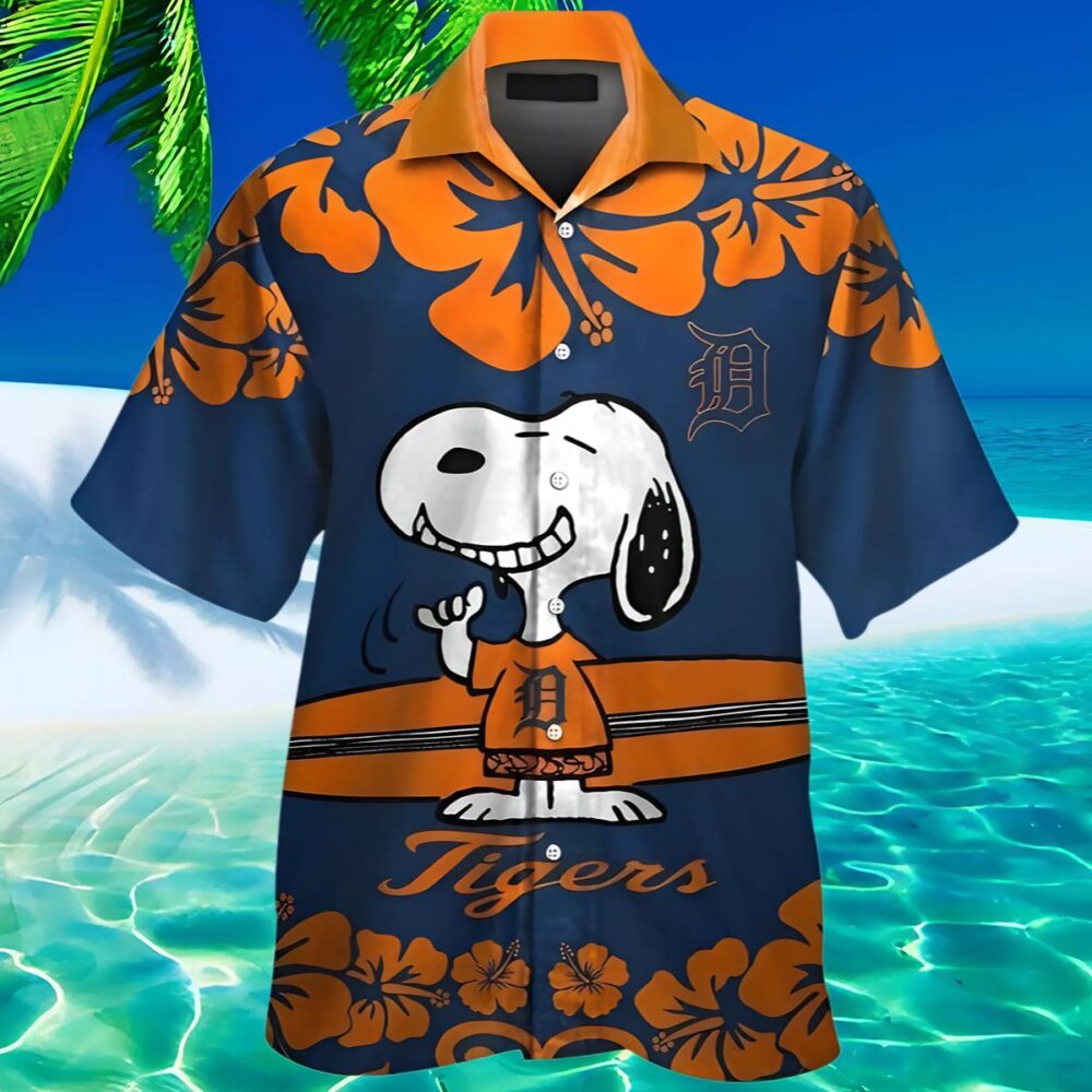 Snoopy Surfboards Hibiscus Detroit Tigers Hawaiian Shirt MLB Aloha Shirt Gift For Fans 2