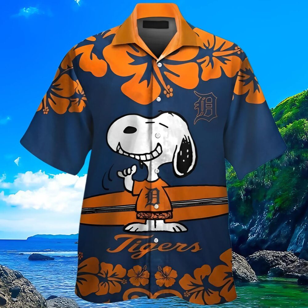 Snoopy Surfboards Hibiscus Detroit Tigers Hawaiian Shirt MLB Aloha Shirt Gift For Fans 3