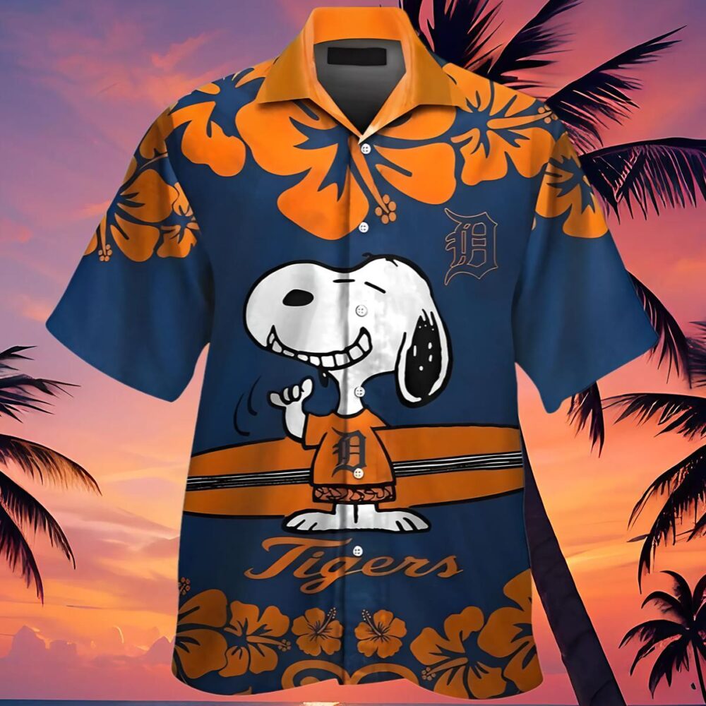 Snoopy Surfboards Hibiscus Detroit Tigers Hawaiian Shirt MLB Aloha Shirt Gift For Fans 4