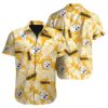 Steelers Mens Hawaiian Button Up Shirt Tropical Leafs Print NFL Gifts For Fans 1