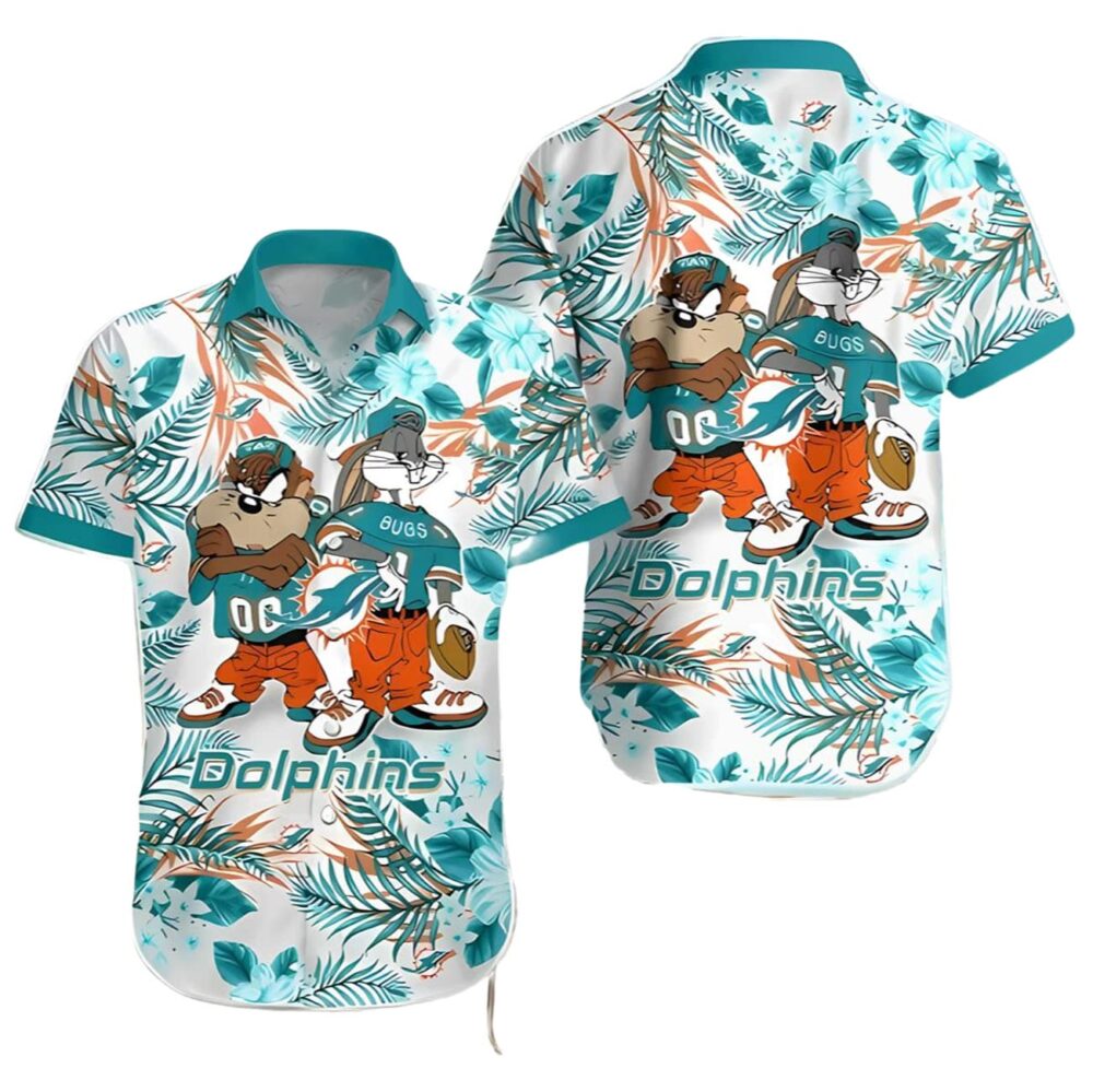 Taz And Bugs Miami Dolphins Hawaiian Shirt Gift NFL Gifts For Fans 1